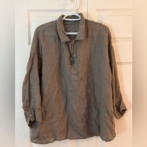 CP Shades Gigi 100%Linen Brown Blouse Large